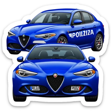 crea auto di servzio alfa romeo giulia tutta blu scuro quasi nero con la scritta sul lato polizia penitenziaria  sticker