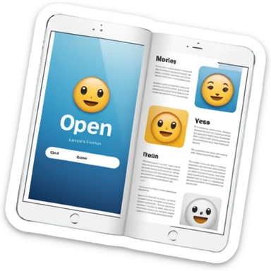 open magazine layout with text and image blocks sticker