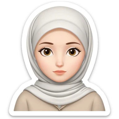 a white skin hijab woman thinking something with zepeto styles sticker