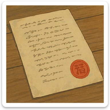 paper document with a red stamp in ghibli style illustration sticker