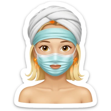 Blonde Lady with face mask spa beauty full face relaxing sticker