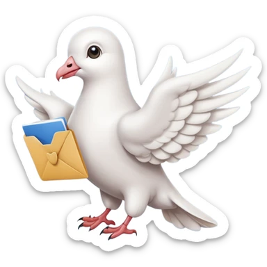a dove with a letter, in paws sticker