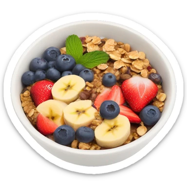 Acai bowl with granola, strawberries, blueberries, bananas  sticker