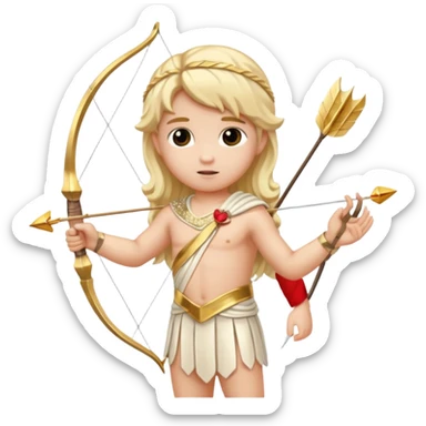 Cupid Love God with long blonde hair, cream sequin toga sticker