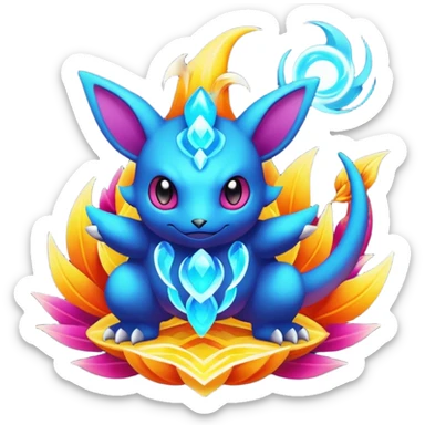 Elemental magical colorful exotic Pokémon-Fakémon-creature sticker