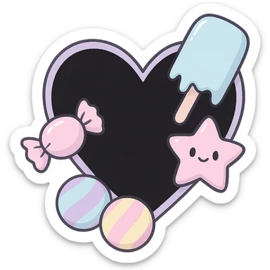 pastel goth heart with pastel candy , remove background sticker