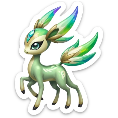 Colorful Shiny Edgy Cool Badass Painted Splashed Exotic Meloetta-Palkia-Virizion-Fakémon-creature-hybrid sticker