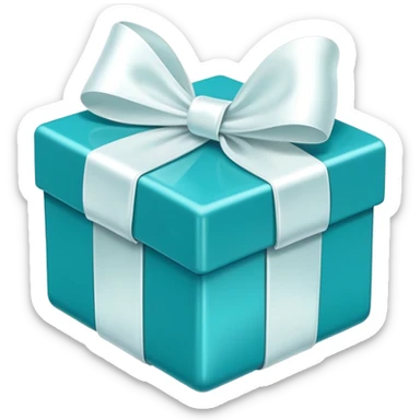 Little turquoise box with big white bow sticker