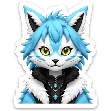 Cool gothic cute Kemonomimi Nekomimi Japanese Anime Kemono Furry Style Vernid-Zeraora-Sergal-Fursuit-furry-fursona sticker