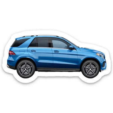 super simple pure side view black Mercedes GLE SUV minimal details compact rounded blue-tinted windows sticker