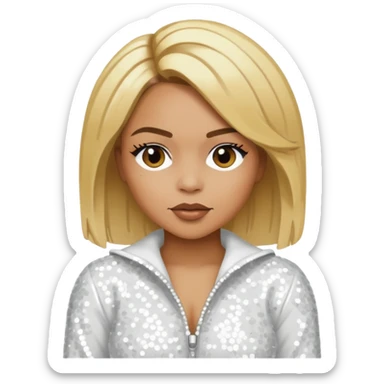 T-Boz from TLC with blonde hair, white sequin outfit sticker