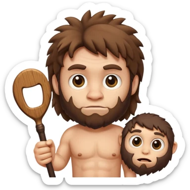 cute caveman with big eyes and a club emoji sticker