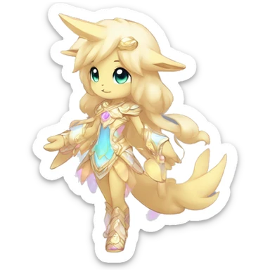 Cute Kawaii Chibi Anthro Sona Colorful Ethereal Pretty see Godly Celestial Shiny Fakemon Full Body sticker