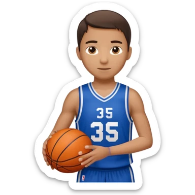 Giocatore basket con il pallone con il numero 35 e completino azzurro e bianco sticker