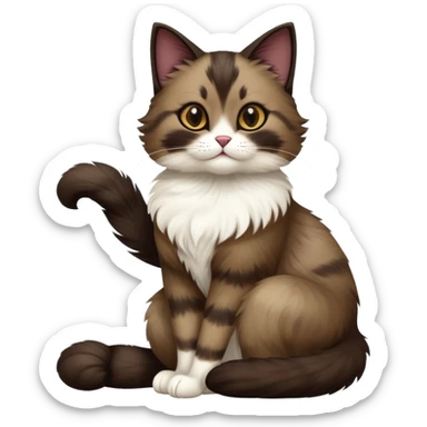 cinematic-[showshoe cat]-realistic-full-body-sitting-emoji,-tail-curled-playfully-around-its-paws,-head-tilted-dramatically,-fluffy-[dark brown mask]-fur,-simplified-yet-realistic-focused-features,-highly-detailed,-glowing-with-an-almost-sarcastic-glow sticker