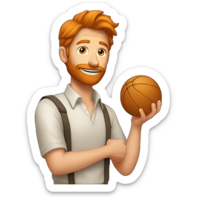 un homme roux donne un coup de tête à une balle sticker