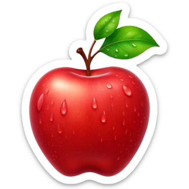 Cinematic Realistic Apple Emoji, Fresh and vibrant, with a crisp, red skin glistening with droplets of water. The smooth, shiny surface catches the light, while the green stem adds a natural touch. Soft glowing outline, capturing the essence of health, sweetness, and freshness in a crisp apple! sticker