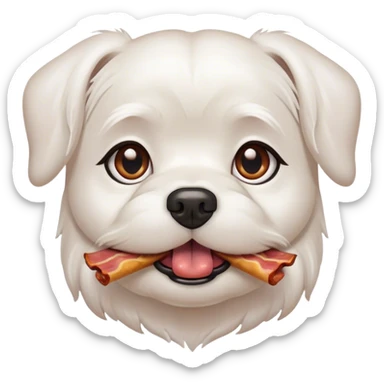 maltese dog face with brown eyes bacon in mouth  sticker