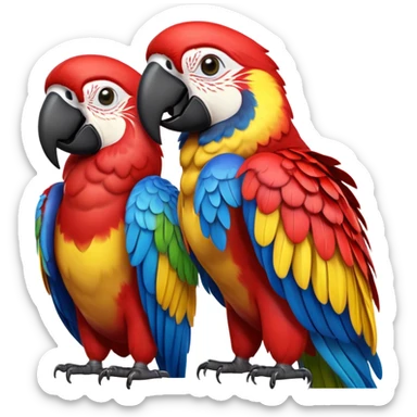 cinematic-macaw-realistic-full-body-standing-emoji,-vibrant-feathers-glowing-with-rich-reds,-blues,-and-yellows,-head-tilted-dramatically,-curved-black-beak-gleaming,-piercing-dark-eyes-exuding-confidence,-simplified-yet-realistic-focused sticker