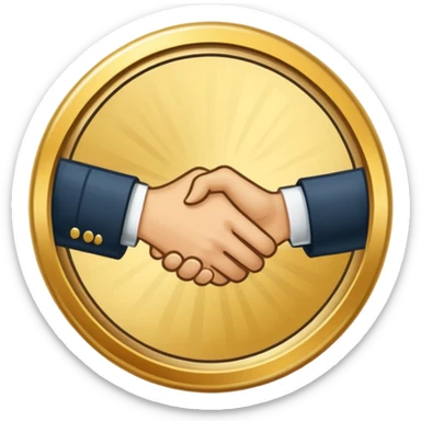 circular achievement style badge border for brand loyalist featuring a handshake and classy border  sticker