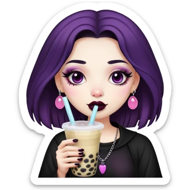 Goth Latina drinking bubble tea sticker