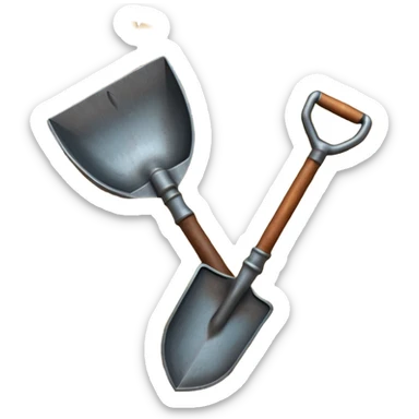 An icon showing a close-up of a shovel, an ancient vessel, and a weathered map, symbolizing archaeology. The design highlights the tools of discovery and the excitement of unearthing historical artifacts. Transparent background emphasizes the focus on the objects. sticker