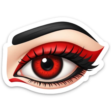 Black and red gothic big eye with mascara and makeup   sticker