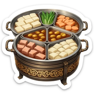 Vintage Chinese hotpot with divided sections sticker