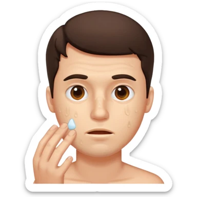 brunette man with lots of acne sticker