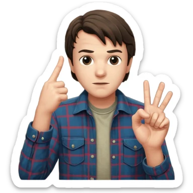 Derek from stranger things pointing the middle finger in the barn sticker