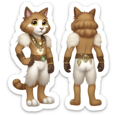 Furry, sparkle, iridescent, colorful, pastel, edgy, cool, fantasy beautiful, brown, beige, white, divine, godly, angelic, animal, anthro, full body, fursona, feline sticker