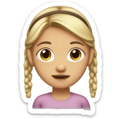 girl with dirty blond hair in a ponytail with a headband and brown eyes sticker