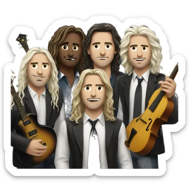 4 white men rocking with musical instruments in with all long hair  sticker