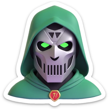 Doctor Doom with metal mask and green hood sticker