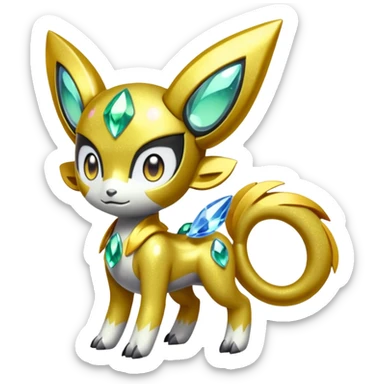 Shiny Colorful Sparkly Glittery Alloy Soft Smooth Romantic Tough Cool Big Meloetta-Wargreymon-Pokémon-Digimon-Fakémon-fusion-hybrid-creature sticker