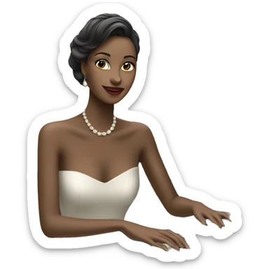 elegant lady playing the grand piano sticker