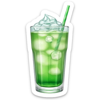 Japanese cream soda green on a glass with ice sticker
