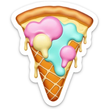 Melted neon pastel ice cream pizza slice sticker