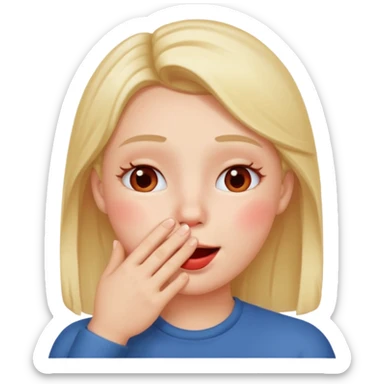 Hand over mouth with blushed cheeks more redness on cheek and smiling  more more redness  sticker