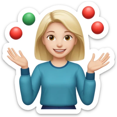 a girl juggling  with two hands  sticker