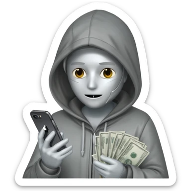hooded-on-their-phone-making-money silver skin sticker