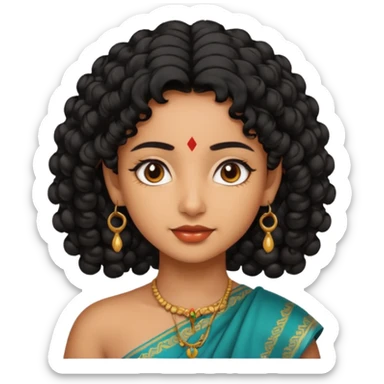 Indian fat girl south Indian curly short black hair tan darker skin sticker