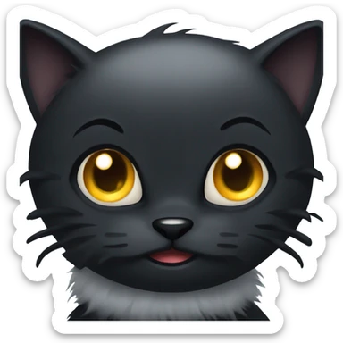 scared gothic black cat fur sticker