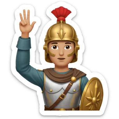 an ancient roman republic soldier doing a salute where he points all his fingers to the sky straight with his right hand like a WW2 german salute sticker