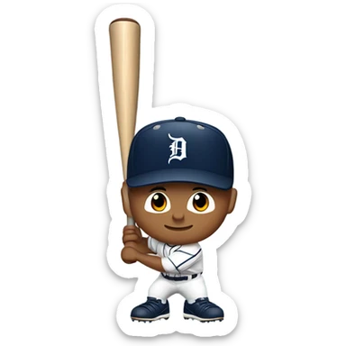 White man baseball player Detroit tigers sticker