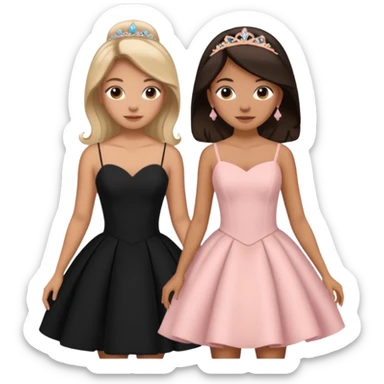 Madrina en negro de vestidura y Madre en Light rose de vestidura por Quinceñera fiesta sticker