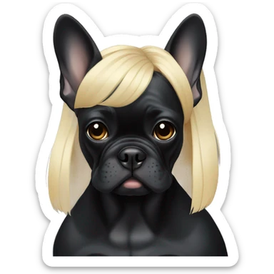 black french bulldog with a blond girl sticker