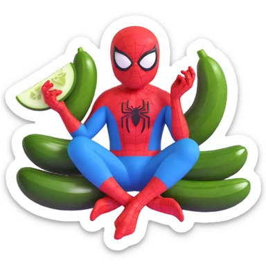 Spiderman with cucumber slices on his eyes, relaxing, spa day vibe sticker