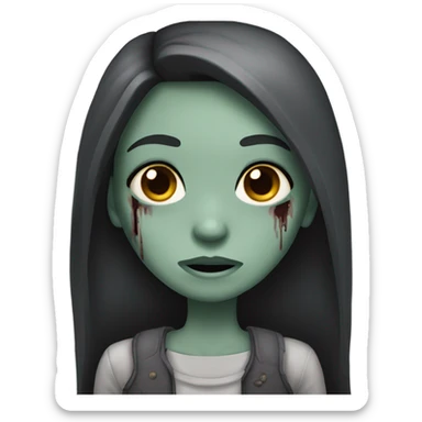 A girl zombie with dark brown straight long hair  sticker