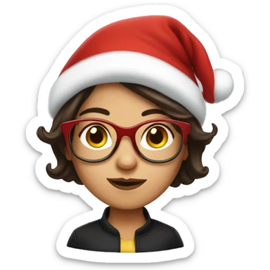 Brunette Girl with glasses dressed like Kris Kringle sticker
